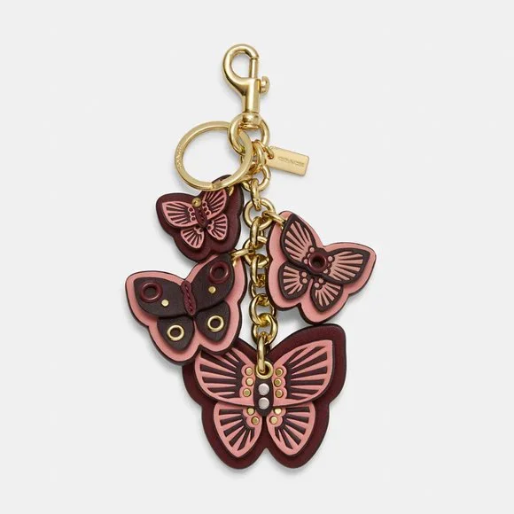 🦋Coach Butterfly Cluster Bag Charm Im/Boysenberry Multi - Picture 2 of 8
